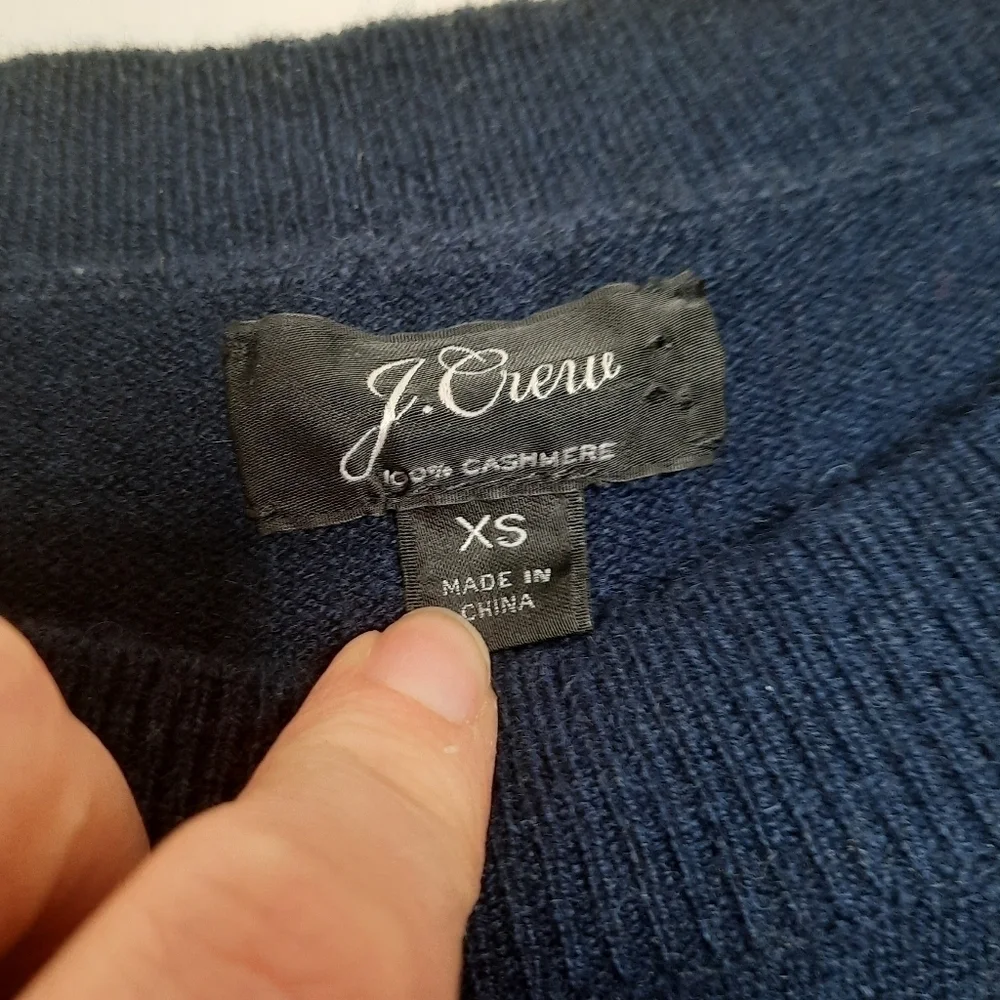 J.Crew Blue Everyday Cashmere Leopard Heart Sweater XS